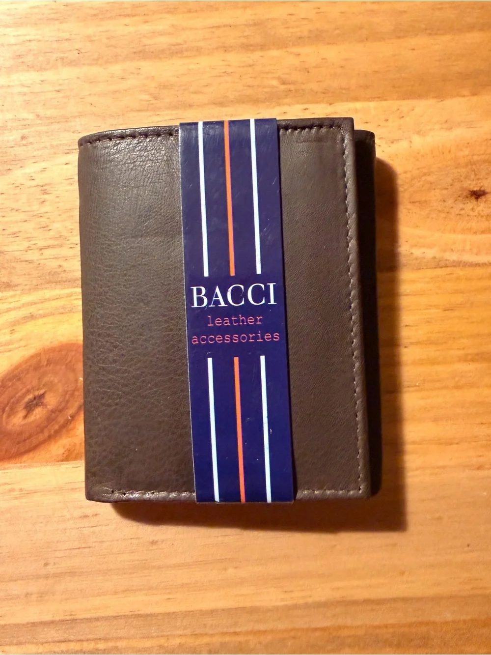 Brown Leather Tri-Fold Wallet for Men